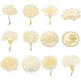 Cheriswelry 24Pcs Flower Filigree Charms Pendants 18K Gold Flower Dangle Charms Etched Metal Embellishment 41-73mm for DIY Earring Necklace Jewelry Making Supplies