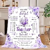 Kitolwo Teacher Gifts for Women, Cozy Teacher Blanket 60"x50", Teachers Appreciation Gifts for Women, Best Thank You Gift for Teachers Woman Christmas/Valentine's Day/End of Year(Purple)