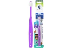 Brilliant Oral Care Kids Toothbrush with Soft Bristles and Round Head, for a Child Approved, Easy to Use All-Around Clean Mouth, Ages 5-9 Years, Purple, 1 Pack