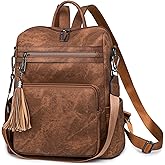 GAEKEAO Backpack Purse for Women Fashion Designer Ladies Shoulder Satchel Bags PU Leather Travel Handbags for College Work Brown