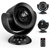 Fan for Bedroom,Desk Fans,Air Circulator Fan with Remote, 90&deg;Vertical +120&deg;Auto Oscillating,100 Speeds, 10H Timer, 25dB Quiet Fan,Digital Display Rechargeable USB, for Home Office Travel（Black）