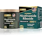 Willbin Liposomal NAD+ Supplement, Nicotinamide Riboside with Resveratrol, NAD Nicotinamide Riboside Boost Energy Focus Anti-Aging for Women & Men - 80 Vegan Capsules