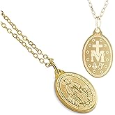 Miraculous Medal - Virgin Mary Necklace - Catholic Family Owned Brand - Made in USA - Stainless Steel Chain - Tarnish Free Gold Jewelry - Necklaces for Women