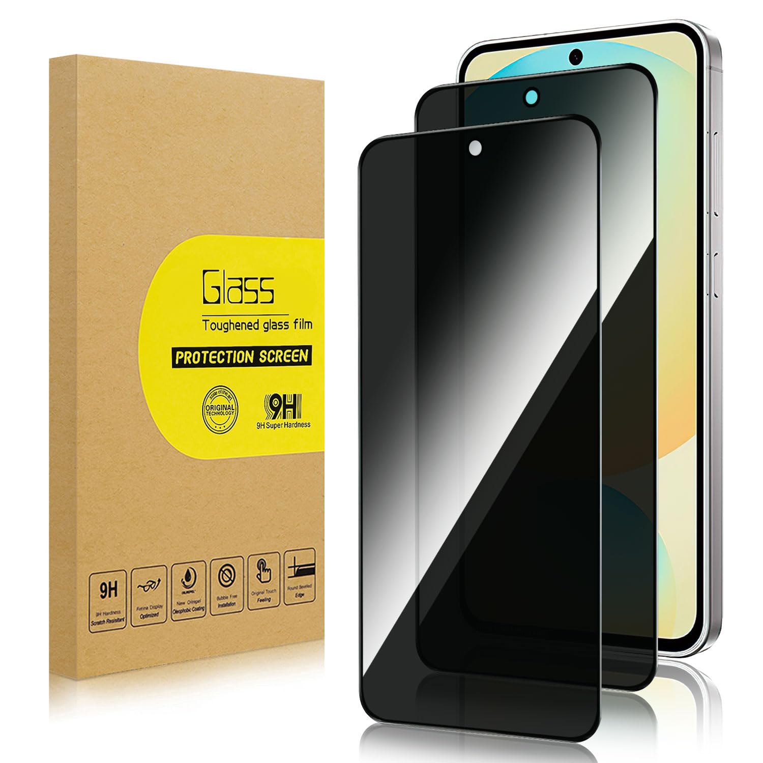 Lokyoo 2 Pack Privacy Screen Protector for Samsung Galaxy S24 FE [Anti-Spy Tempered Glass], Ultra HD, Anti-Scratch, Bubble-Free, Easy Install 9H Protective Glass for Galaxy S24 FE
