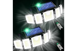 MDCMDCM Solar Lights Outdoor Waterproof Motion Sensor - 416 LEDs 3000 Lumens Super Bright 3 Brightness 3 Modes 2400mAh 360° Illumination 32ft Solar Flood Security Light for Outside (With ‎Remote Control, 2)