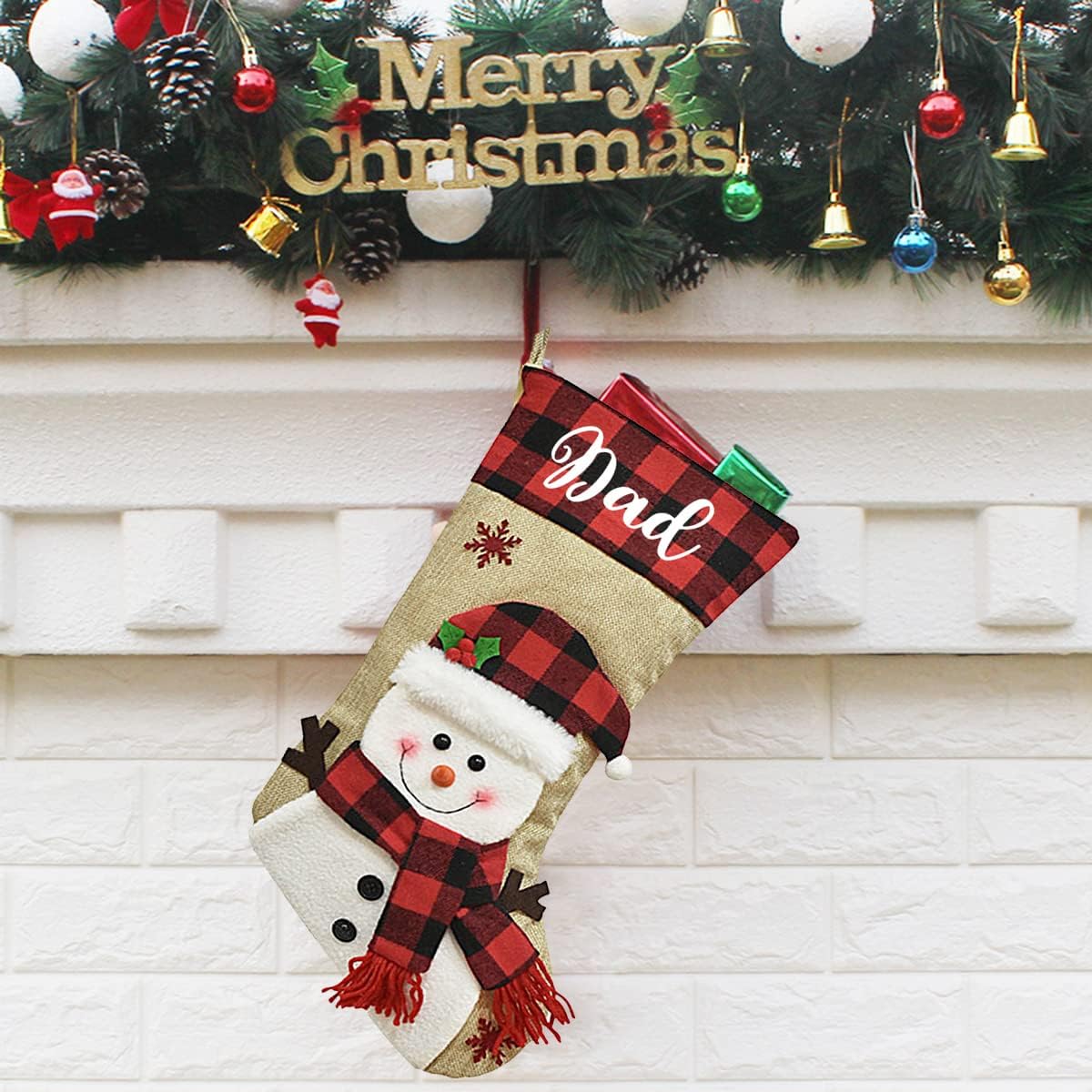 Stockings & Holders - Novgarden Personalized Christmas Stockings, Custom Name Christmas Stocking with 3D Snowman/Elk/Santa Claus Doll, 18