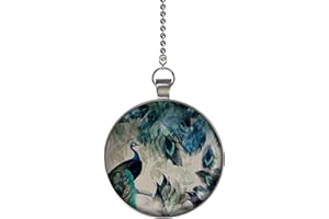Gotham Decor Abstract Peacock Ceiling Fan/Light Pull Pendant with Chain
