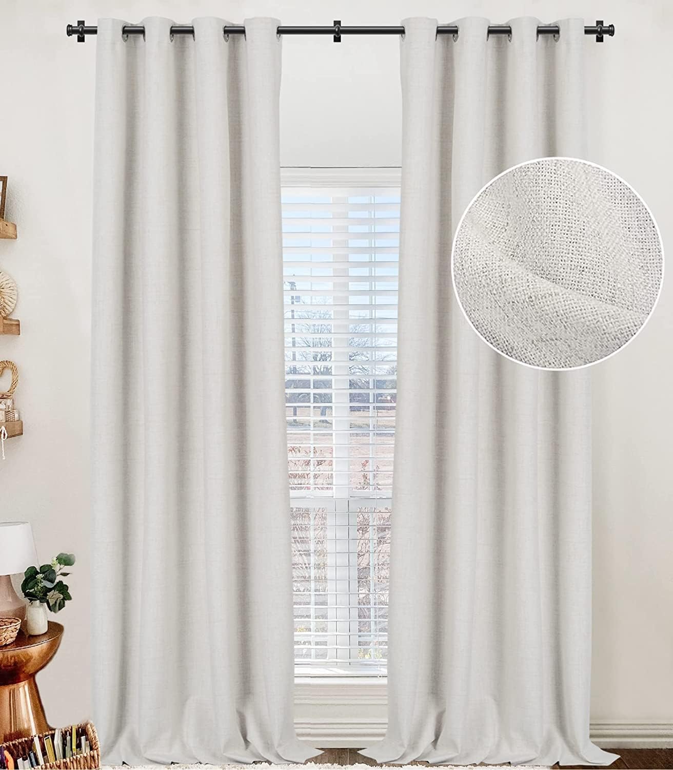 Window Treatments - 100% Blackout Linen Curtains 50