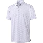 M MAELREG Mens Golf Shirt Short Sleeve Dry Fit Print Moisture Wicking Performance Patterns Collared Polo Shirt