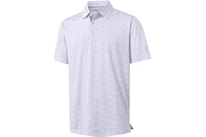 M MAELREG Mens Golf Shirt Short Sleeve Dry Fit Print Moisture Wicking Performance Patterns Collared Polo Shirt