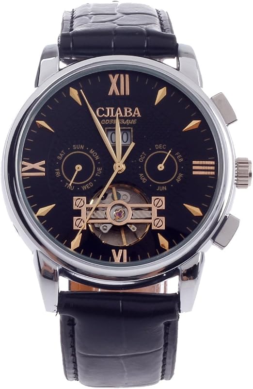 CJIABA DF302 Double Side Automatic Fashion Men's Leather Band Wrist