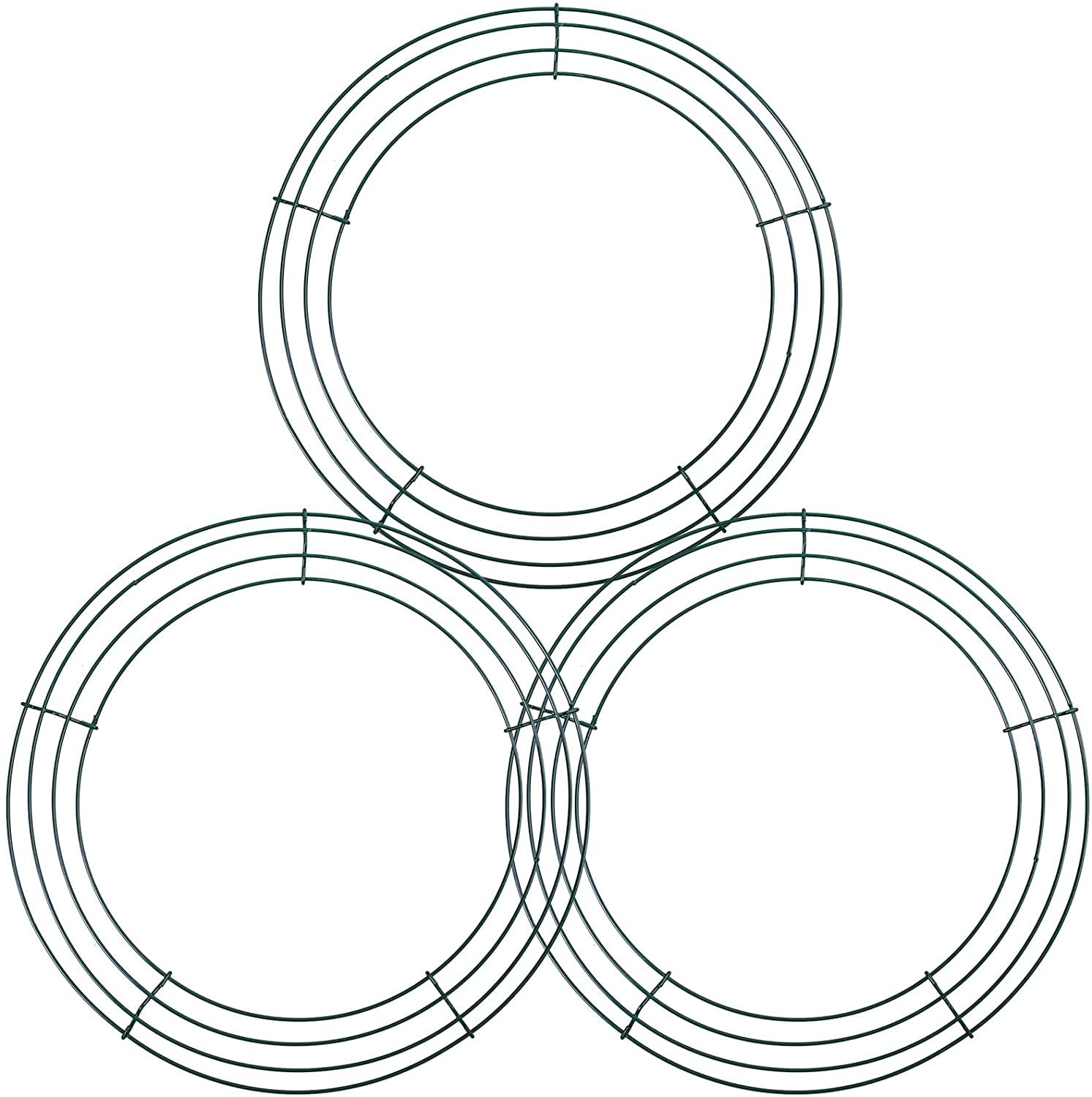 3Pc Green Christmas Wire Wreath Rings 10 Inch Round Metal Wire Wreath Frame,Wire Wreath Making Ring Base Wire Wreath Form for Xmas Door/Wall Decor DIY Crafts,New Year Christmas Wreath Making Supplies