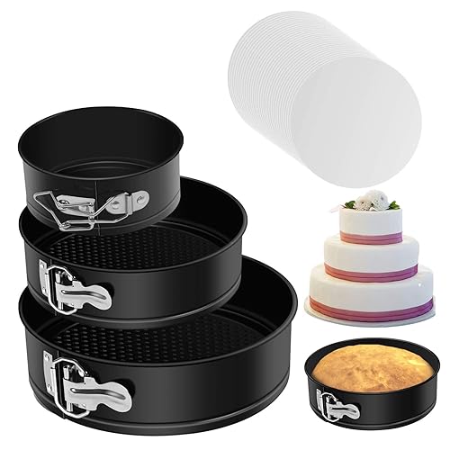 MASSUGAR Springform Cake Pan Set of Non-stick Leakproof Round