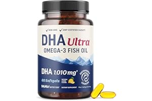 MAV NUTRITION DHA Ultra 1,010MG | Brain & Cognitive Health Support | Omega 3 Fish Oil | 1,414MG Total Omega-3s | High Strength DHA Supplements | Third-Party Tested, Sustainably Sourced, Gluten-Free | 60 Ct.