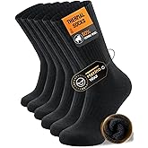 kaciixaa Merino Wool Thermal Socks for Men & Women, 3 Pairs Cushioned Moisture Wicking Crew Boot Socks for Outdoors & Work