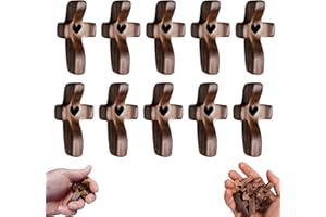 ETUIH Cross My Heart,Wooden Cross Fidget,Cross Fidget Wood,Encouragement Gift Cross Fidget Wooden, Pocket Small Size Handheld Prayer Cross,Stress Relief (10pcs)