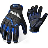 DLY Heavy Duty Work Gloves, Impact Protection Mechanic Gloves, Synthetic Leather Work Gloves, Touchscreen Capable
