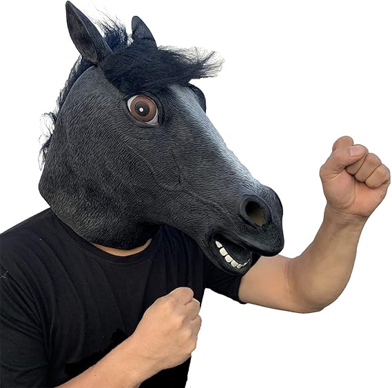 ifkoo Halloween Decorations Horse Mask Cosplay Animal Head Latex Black