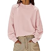 TERIVEEK Mock Neck Sweatshirt for Women Oversized Turtleneck Long Sleeve Hoodies 2025 Fall Casual Drop Shoulder Pullover Tops