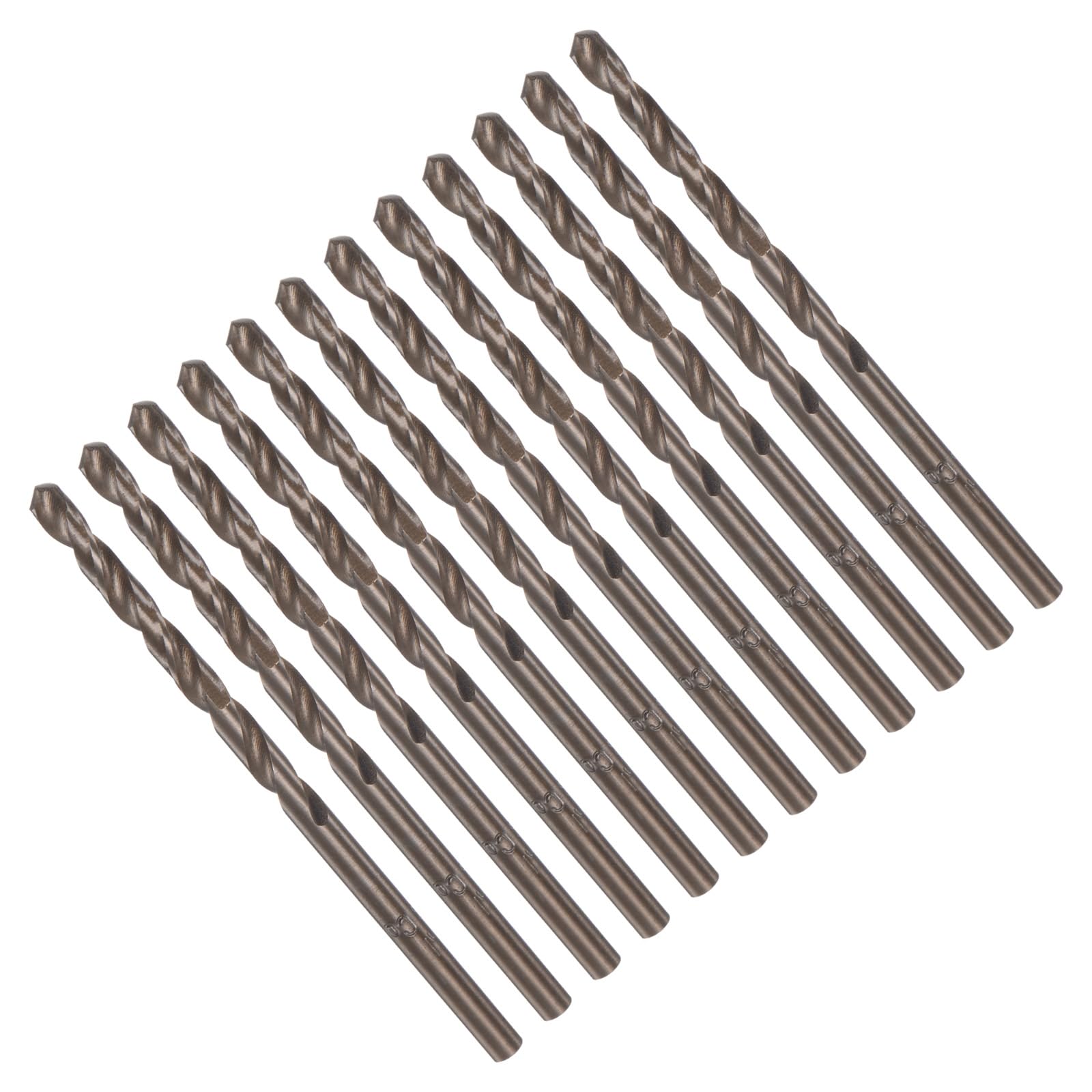 CoCud Cobalt Twist Drill Bits, 3.1mm Cutting Diameter 0.12" Shank, M35 High-Speed Steel Jobber Drill Bit Set (Applications: for Metal Wood Plastic), 12-Pieces
