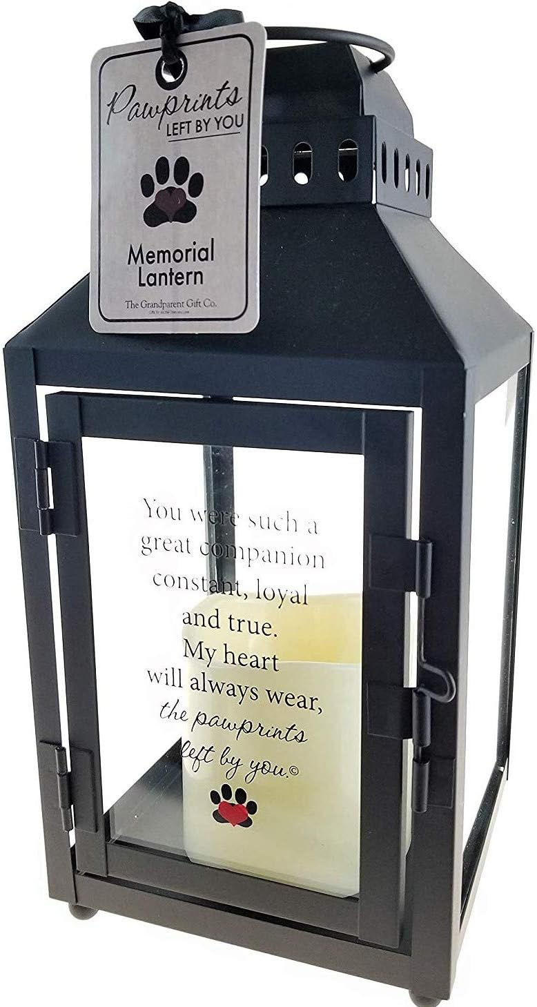 Pawprints Left by You Memorial Gifts Pawprint Left Metal Lantern, Black