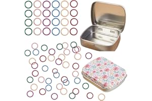 HILSAYUM Round Shape Knitting Stitch Markers,50Pcs Multicolor Metal Stitch Markers with Floral Design Small Tin Box