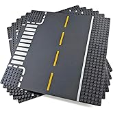Apostrophe Games Road Baseplate – Premium Building Blocks Base Plates Compatible with All Major Brands – 6pcs Baseplate Gray with Road Design – Straight, Curve, Crossroad, T-Junction