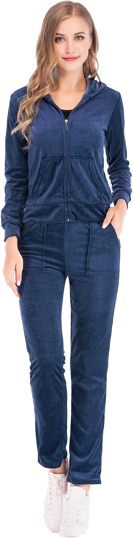 SAYFUT Womens 2 Piece Sweatsuits Tracksuits Velvet Outfits Hoodie & Pant