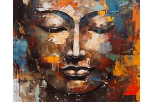 Rebotipy DIY Paint by Numbers for Adults Beginner Buddha Face Adult Paint by Numbers Abstract Texture Art Paint by Number for Adults Paint by Numbers Crafts for Adults Kids 16x20 in