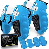 SIKEMAY Anti-Slip PS5 Controller Skin, Soft Thicken Non-Slip Studded Silicone Gel Grip Protective Cover Case for PlayStation 5 Controller Grip, 2 Pack with 8 x Thumb Grip Caps