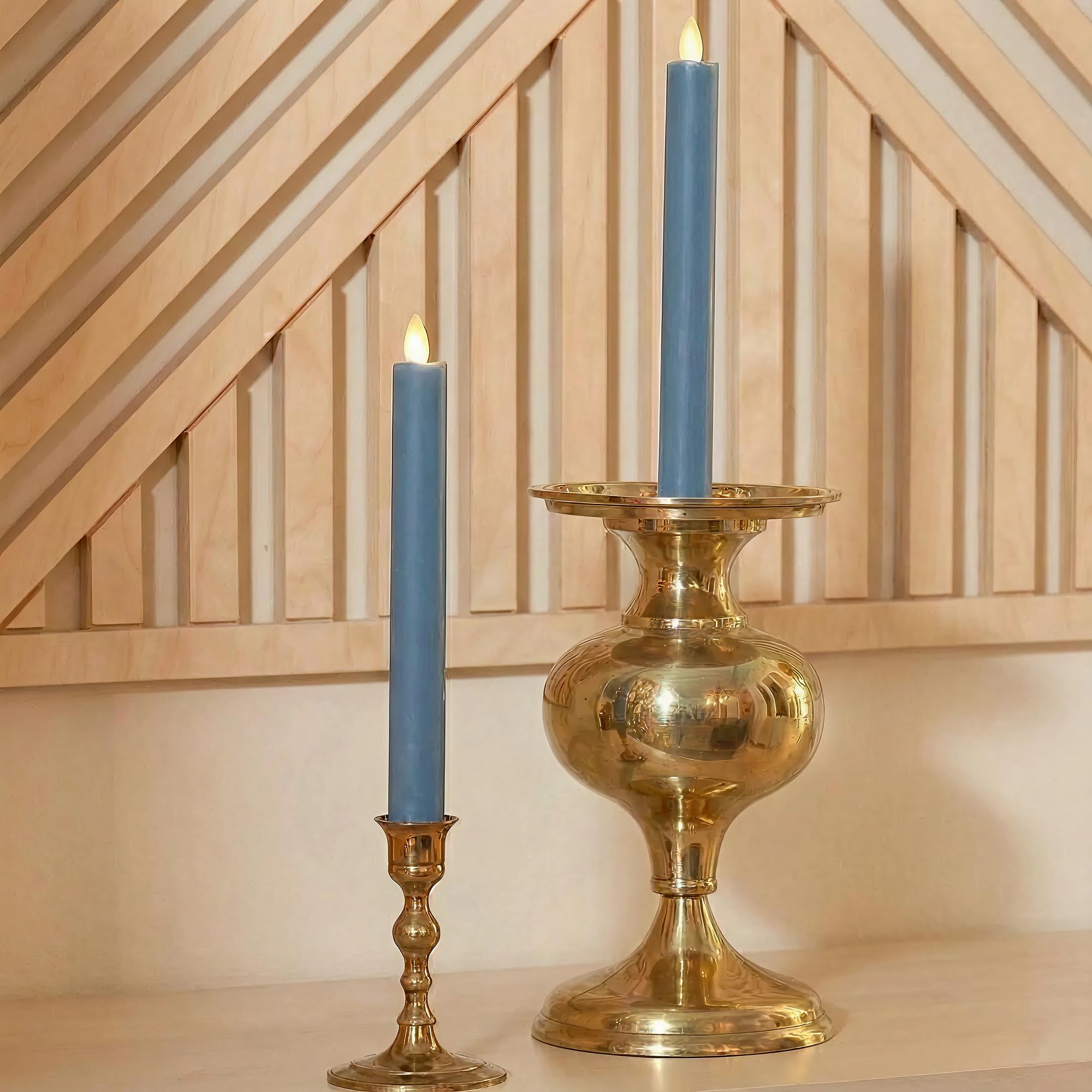 Luminara - Flameless Battery Operated Taper Candle - Spring Lake - Pack of 2-1x9.75 - LED Flickering Flame - Realistic Safe for Home Kids and Pets