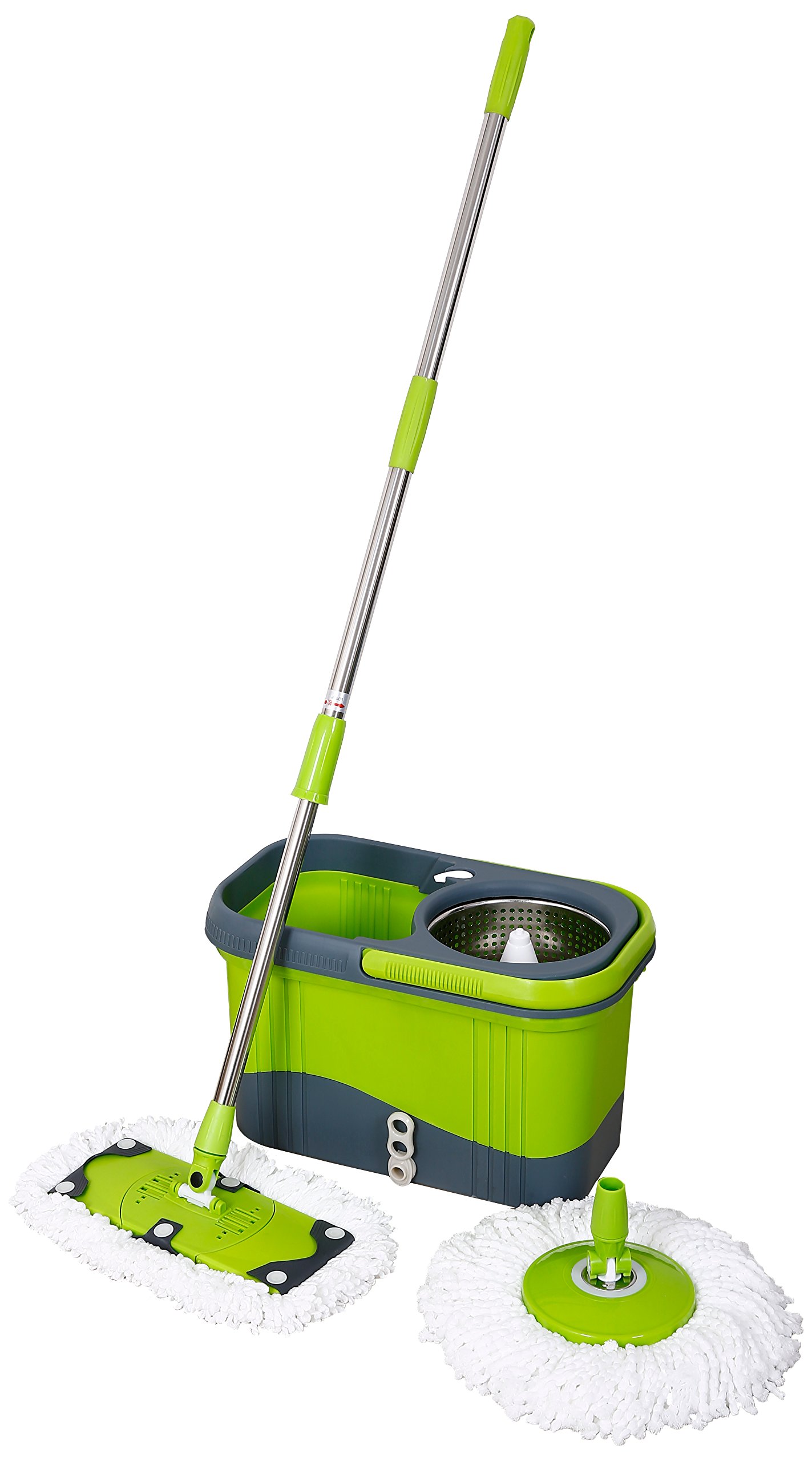 Maxpin Ultra-Durable Spinning Mop with Detergent Dispenser and Round Tri-Fold Flat Mop Base, Green