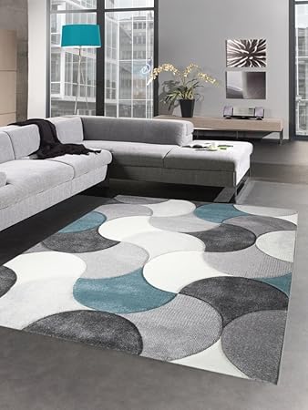 Carpetia Designer Teppich Wohnzimmerteppich Kurzflor Tropfen Turkis Grau Blau Grosse 80x150 Cm Amazon De Kuche Haushalt