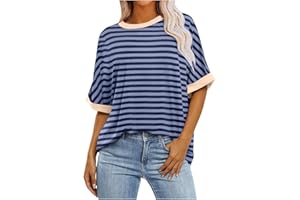 LIKEOULI Womens Tops Comfortable Print Round Neck Short Sleeved Top Blouse T-Shirt Summer Outfits for Women 2024