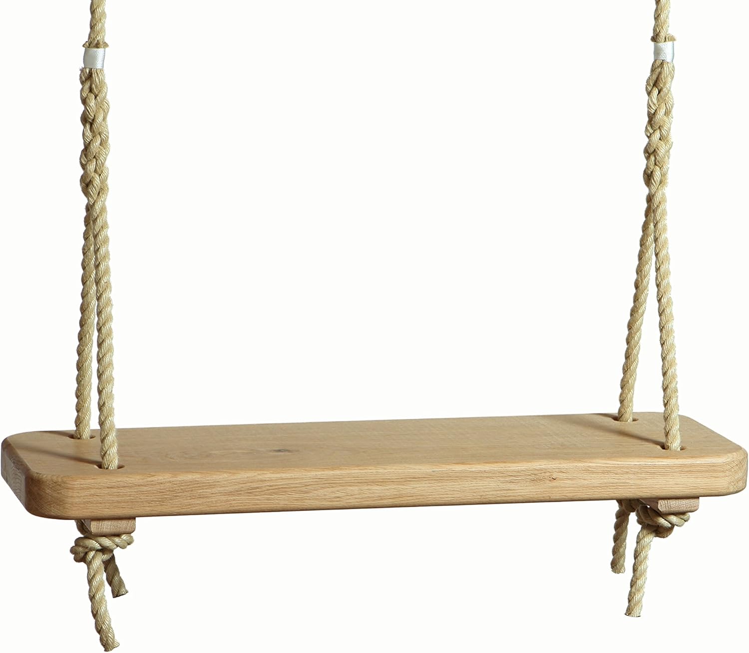 Bespoke Solid Oak Handmade Rope Swing Seat One Seater Outdoor Garden