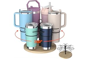 HOMEPEKITE Water Bottle Organizer for Stanley, Rotatable Stanley Cup Organizer Holder, Tumbler Organizer for Stanley Simple Modern Yeti Owala 20/30/40oz, Tumbler Storage for Stanley Cup Accessories, Bamboo Color