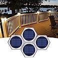 YiLaie Solar Deck Lights Outdoor Auto On/Off, Post Dock Lights Solar Powered Warm White Solar Driveway Lights Markers Waterproof(4 Pack)