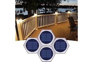 YILAIE Solar Deck Lights Outdoor, Waterproof Solar Fence Lights, Stick on Solar Post Lights, Withstand 5 Tons Solar Step Lights for Stairs, Dock, Fence, Railing, Pathway, Yard, Driveway, Step (4 Pack)