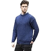 Aran Crafts Unisex Irish Cable Knitted Crew Neck Sweater (100% Merino Wool)