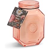 Paddywax Botanica Scented Candle with Lid in Reusable Embossed Glass Jar, Clean-Burn Soy Candle with Approx. 56 Hour Burn Time, Saffron Rose, 8 oz