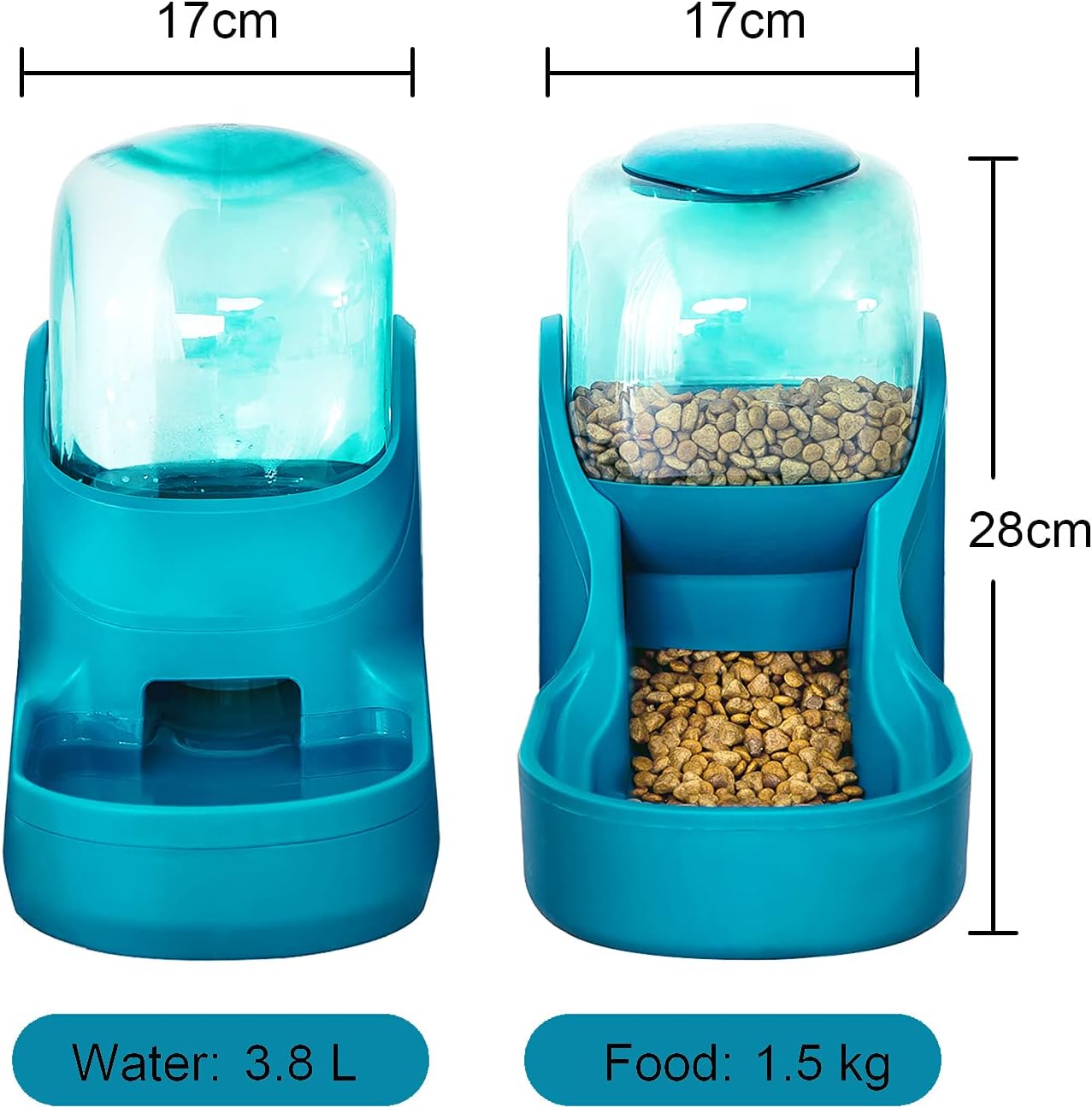 Kitchen & Dining : Pets Feeder Set Dog Feeder Cats Feeder with Water Dispenser Automatic Gravity Big Capacity Pets Feeder Auto for Small Medium Big Cats Dogs (Blue) : 