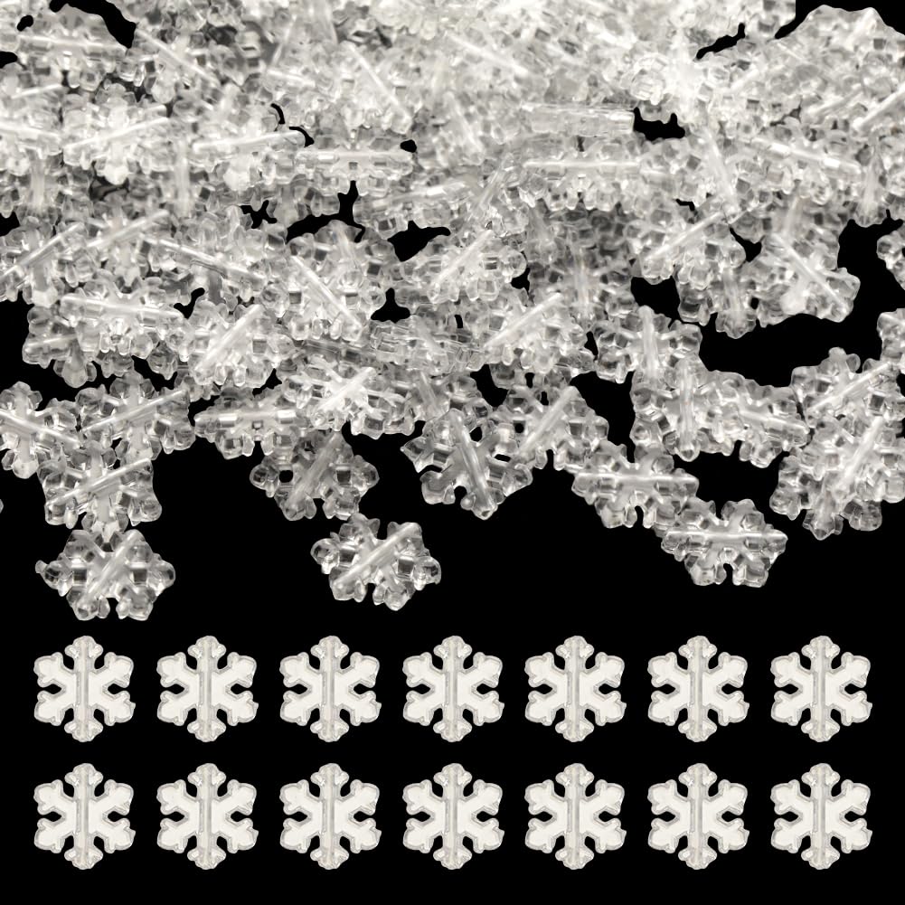 SUNNYCLUE 1 Box 500Pcs Snowflake Beads Bulk Clear Snowflake Beads Christmas Xmas Fall Clear Mini Acrylic Holiday for Jewellery Making DIY Necklace Earring Adults