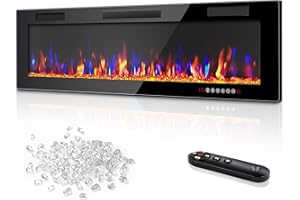 Vitesse 60 Inch Ultra Thin Electric Fireplace-Narrow Bezel Linear Fireplace Heater Recessed Wall Mounted, Remote and Screen Control, 8H Sleep Timer, Low Noise, 750/1500W for Living Room, Bedroom