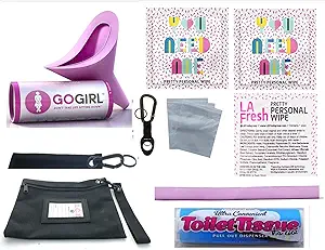 Go Girl Women Law Enforcement On/Off Duty Urination Comfort Kit – Patrol, Outdoor Events 12” Extension Tube, Toilet Tissue, Organizer Bag &amp; Carabiner Wrist Strap, Carabiner &amp; Water Bottle Strap (PINK)