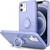 Hython Case for iPhone 12 Case &amp; iPhone 12 Pro Case with Ring Stand, 360&deg; Rotatable Ring Holder Magnetic Kickstand, Shockproof Rubber Protective Phone Case Cover Inner Microfiber Lining, Light Purple