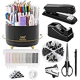 Black Office Supplies Set, Black Desk Organizer and
