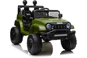 BKIRNP 12V Ride On Car, Electric Car for Kids, 12V Ride on Toys, Kids Cars with 3 Speeds Adjustable w/Bluetooth, Parent Remote Control, Spring Suspension, AUX Port-Green