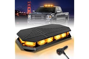 HLauto 406D Rooftop Emergency Strobe Lights Bar, 102 LED Amber Mini Beacon Safety Flashing Warning Traffic Lights Bar w/Magne