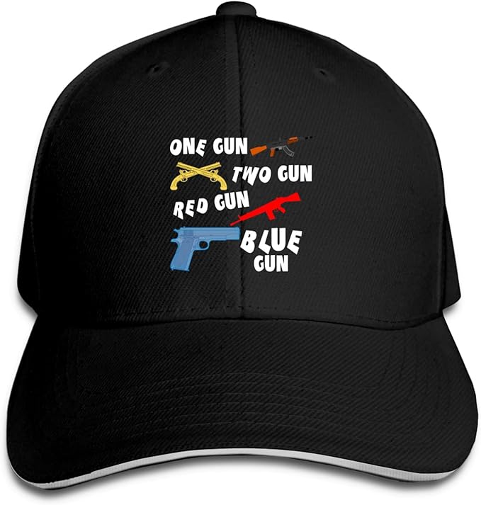 One Gun Two Gun Red Gun Blue Gun Baseball Cap Curved Edge Hats for Men