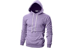Ohoo Mens Slim Fit Basic Pullover Hoodies Sweatshirt Lightweight Long Sleeve with Kanga Pocket